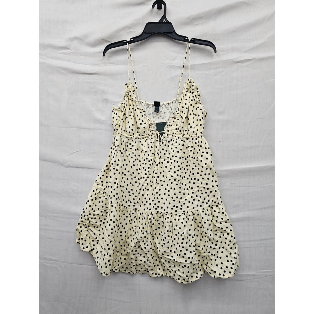 Wild Fable Womens Polka Dot Mini Dress Yellow Linen Blend Casual Size Small